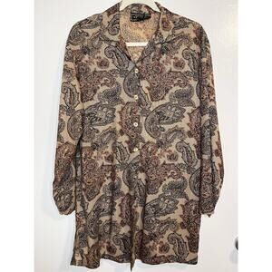 Compagnie Internationale Express Y2K Boho Paisley Tunic Top Size S